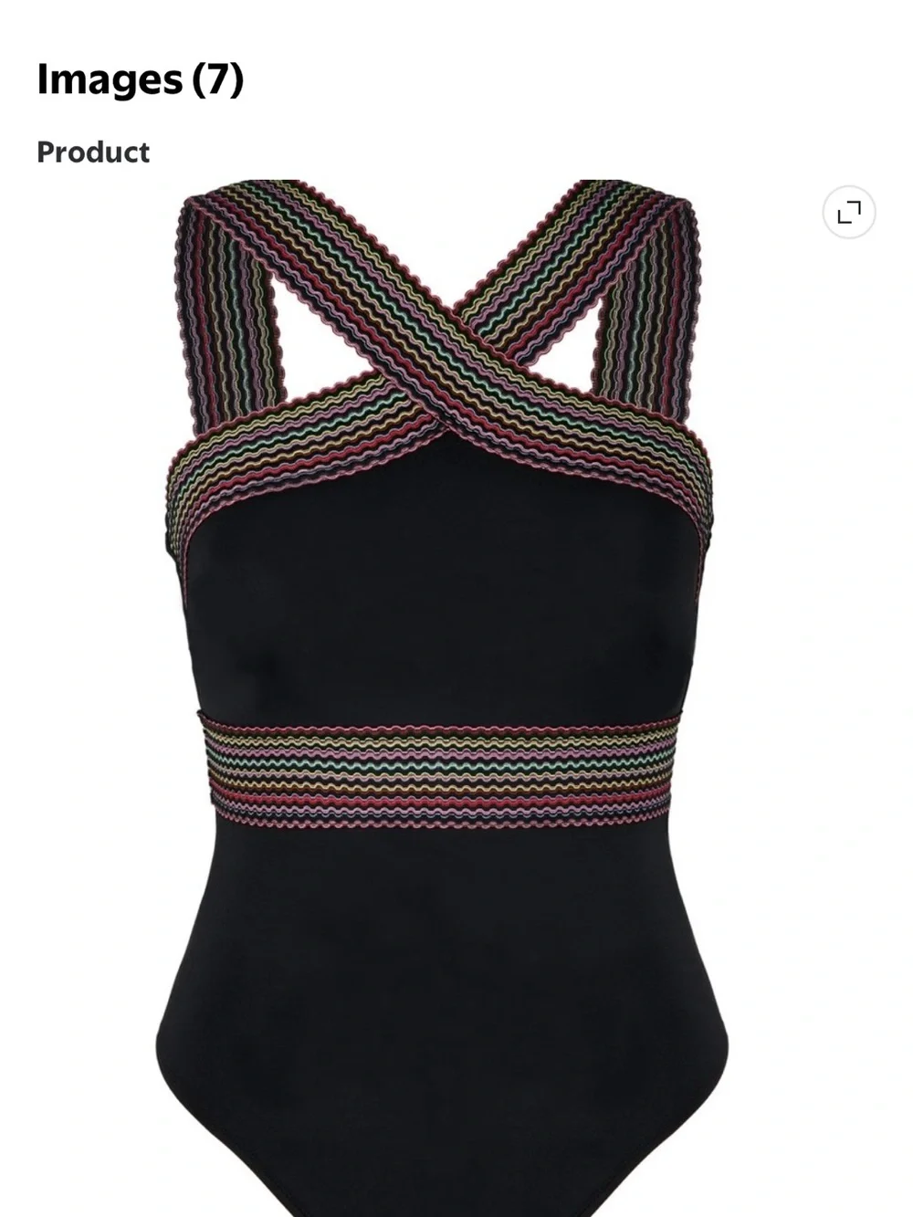 Hilor  Black One-Piece Swimsuit with Multicolor Zigzag Accents